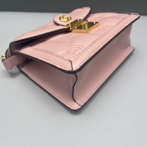 Gucci Mini Ophidia Padlock Top Handle Chain Shoulder Guccissima Pink