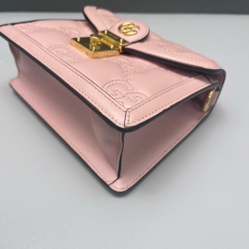 Gucci Mini Ophidia Padlock Top Handle Chain Shoulder Guccissima Pink