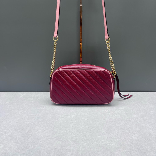 Gucci Torchon Gg Enamel Matelasse Small GG Marmont Chain Shoulder Bag Calfskin Red Pink Gucci Torchon Gg Enamel Matelasse Small GG Marmont Chain Shoulder Bag Calfskin Red Pink