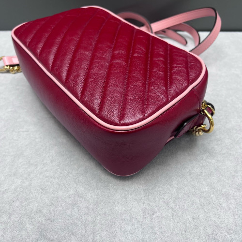Gucci Torchon Gg Enamel Matelasse Small GG Marmont Chain Shoulder Bag Calfskin Red Pink Gucci Torchon Gg Enamel Matelasse Small GG Marmont Chain Shoulder Bag Calfskin Red Pink