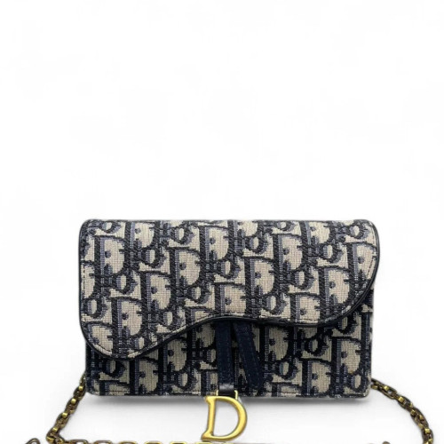 Dior Slim Saddle Pouch Oblique Beige Black Navy