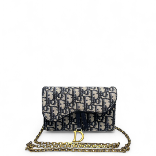 Dior Slim Saddle Pouch Oblique Beige Black Navy