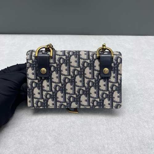 Dior Slim Saddle Pouch Oblique Beige Black Navy