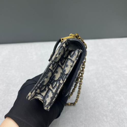 Dior Slim Saddle Pouch Oblique Beige Black Navy