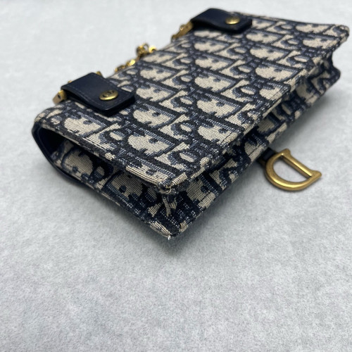 Dior Slim Saddle Pouch Oblique Beige Black Navy