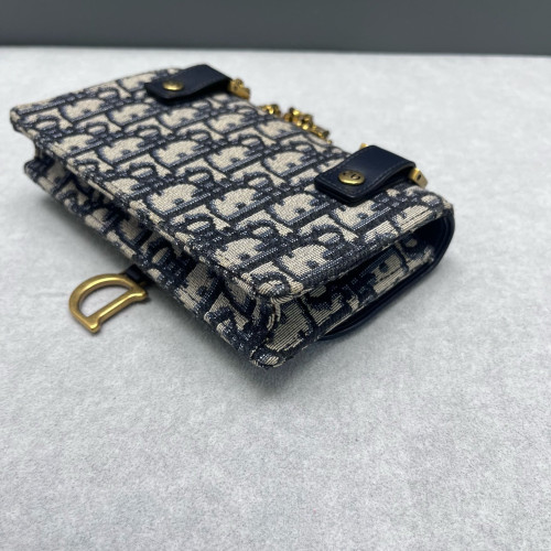 Dior Slim Saddle Pouch Oblique Beige Black Navy
