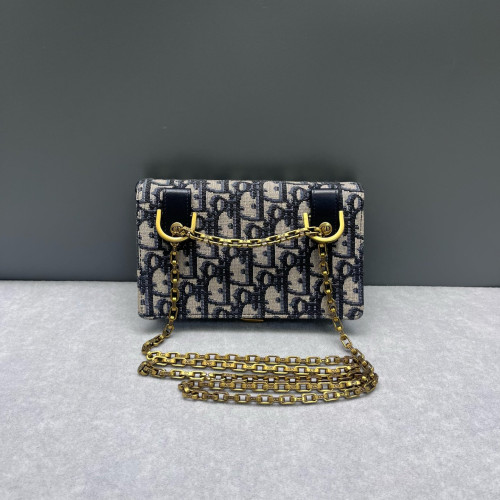 Dior Slim Saddle Pouch Oblique Beige Black Navy