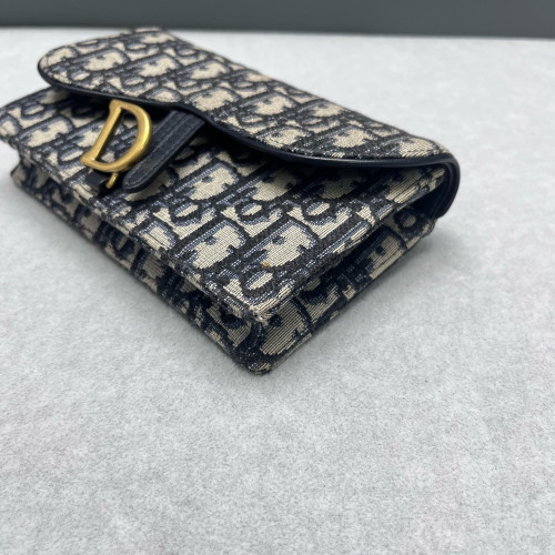 Dior Slim Saddle Pouch Oblique Beige Black Navy