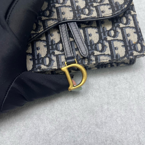 Dior Slim Saddle Pouch Oblique Beige Black Navy