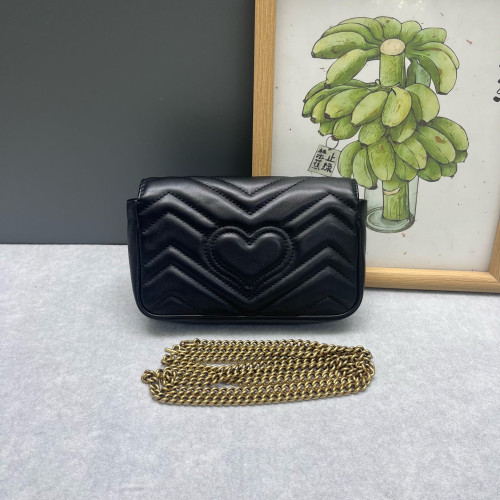 Gucci Chevron Super Mini GG Marmont Calfskin Black Gucci Chevron Super Mini GG Marmont Calfskin Black
