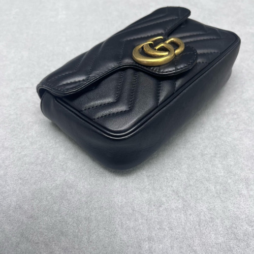 Gucci Chevron Super Mini GG Marmont Calfskin Black Gucci Chevron Super Mini GG Marmont Calfskin Black