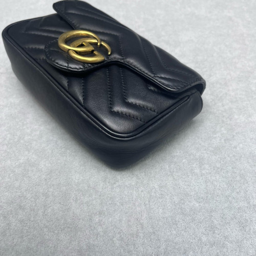Gucci Chevron Super Mini GG Marmont Calfskin Black Gucci Chevron Super Mini GG Marmont Calfskin Black