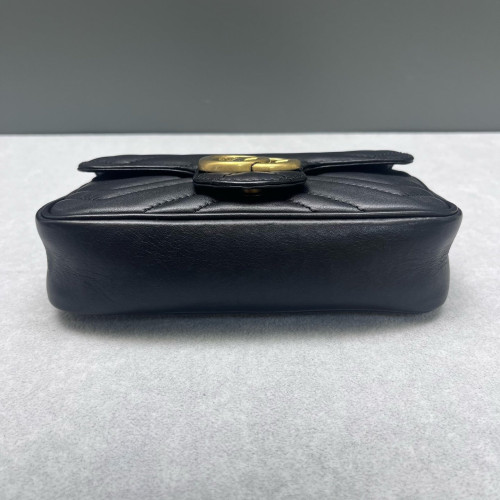 Gucci Chevron Super Mini GG Marmont Calfskin Black Gucci Chevron Super Mini GG Marmont Calfskin Black