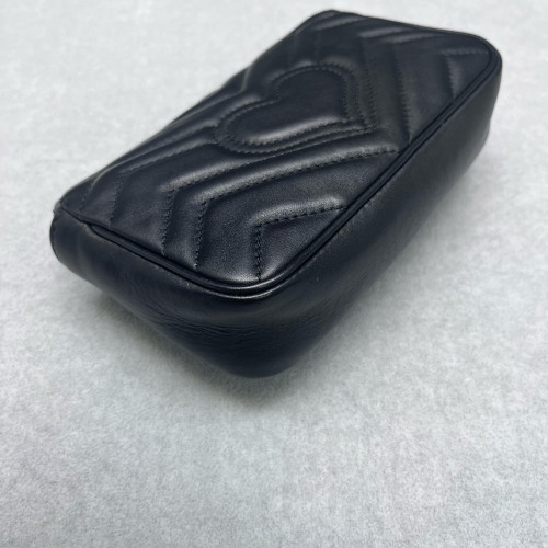 Gucci Chevron Super Mini GG Marmont Calfskin Black Gucci Chevron Super Mini GG Marmont Calfskin Black
