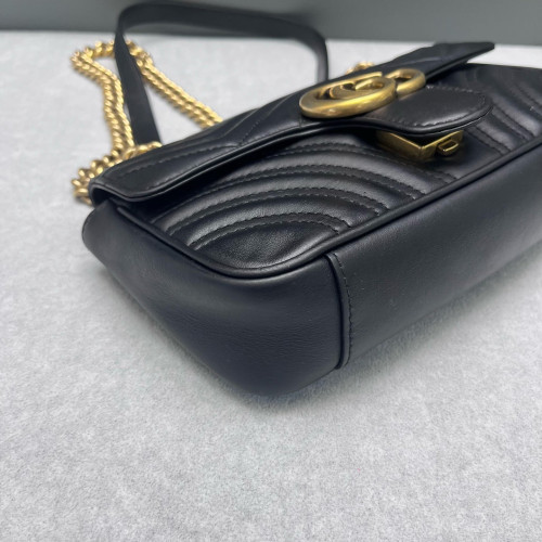 Gucci Chevron Mini GG Marmont Calfskin Black