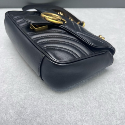 Gucci Chevron Mini GG Marmont Calfskin Black