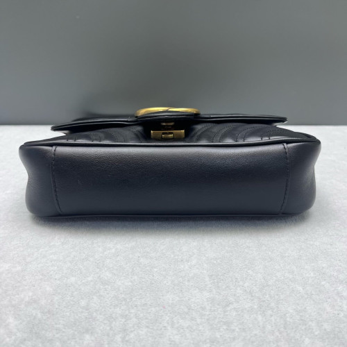 Gucci Chevron Mini GG Marmont Calfskin Black