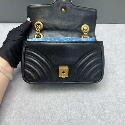 Gucci Chevron Mini GG Marmont Calfskin Black