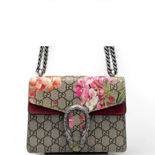Gucci Flora Mini Dionysus GG Supreme Monogram Beige Pink Red