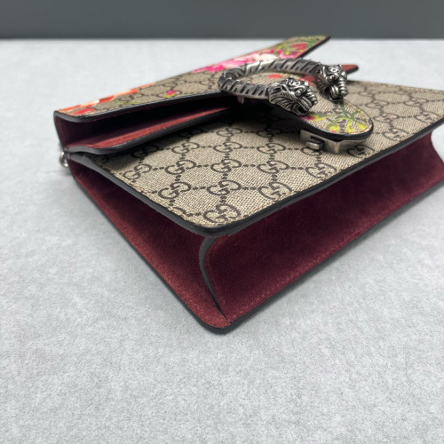 Gucci Flora Mini Dionysus GG Supreme Monogram Beige Pink Red