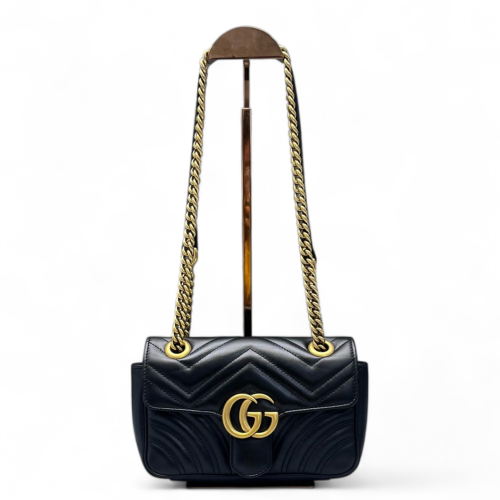 Gucci Chevron Mini GG Marmont Calfskin Black Gucci Chevron Mini GG Marmont Calfskin Black