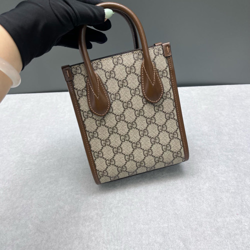 Gucci Mini Interlocking G Tote GG Supreme Monogram Calfskin Beige Brown