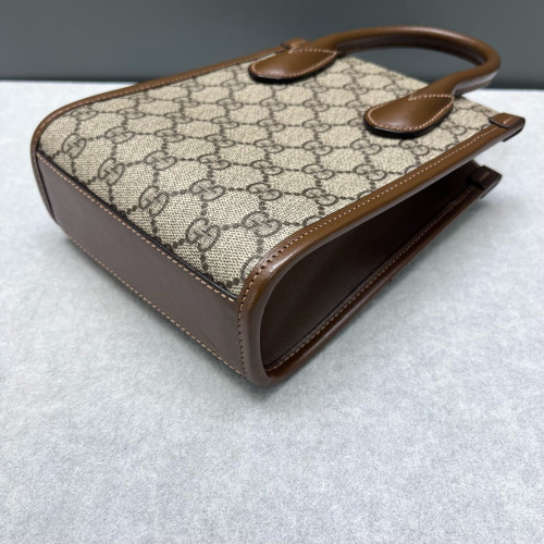 Gucci Mini Interlocking G Tote GG Supreme Monogram Calfskin Beige Brown
