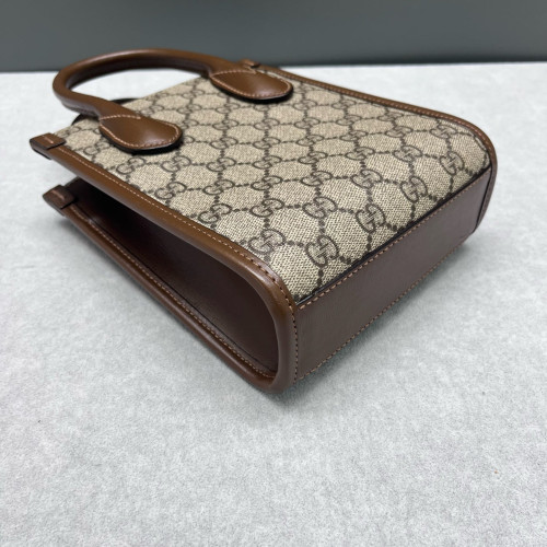 Gucci Mini Interlocking G Tote GG Supreme Monogram Calfskin Beige Brown