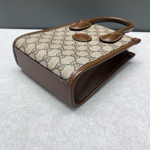 Gucci Mini Interlocking G Tote GG Supreme Monogram Calfskin Beige Brown