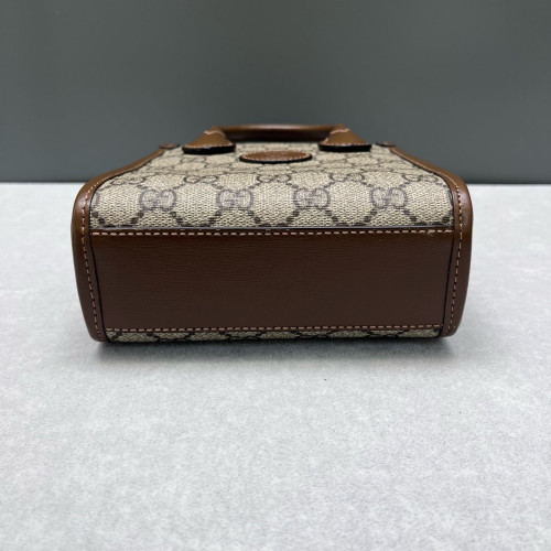 Gucci Mini Interlocking G Tote GG Supreme Monogram Calfskin Beige Brown