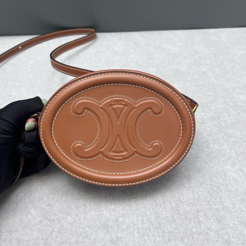 Celine Triomphe Oval Crossbody Bag Smooth Calfskin Tan