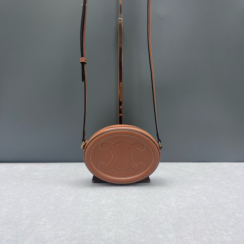 Celine Triomphe Oval Crossbody Bag Smooth Calfskin Tan