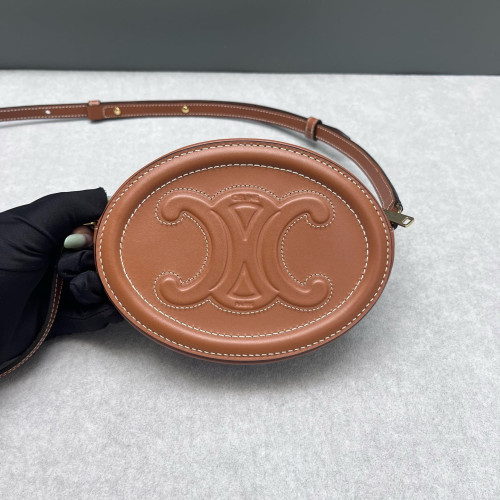 Celine Triomphe Oval Crossbody Bag Smooth Calfskin Tan