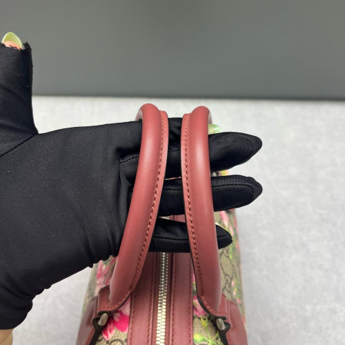 Gucci Flora Boston Bag Calfskin Red Pink Green