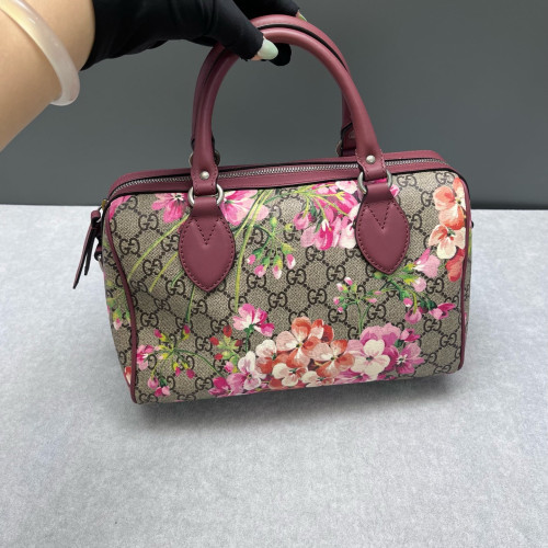 Gucci Flora Boston Bag Calfskin Red Pink Green