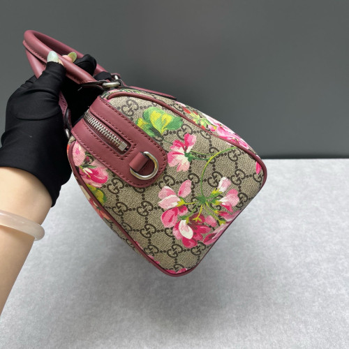 Gucci Flora Boston Bag Calfskin Red Pink Green