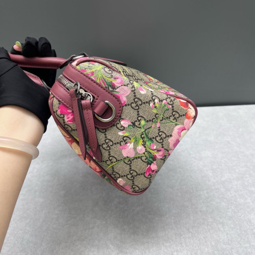 Gucci Flora Boston Bag Calfskin Red Pink Green