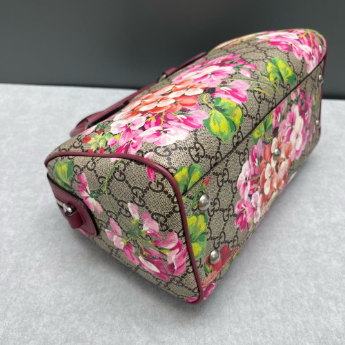 Gucci Flora Boston Bag Calfskin Red Pink Green