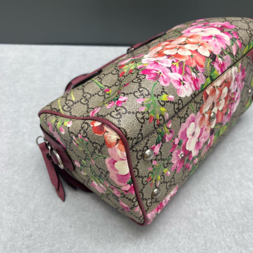 Gucci Flora Boston Bag Calfskin Red Pink Green