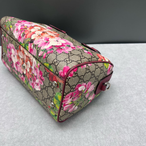 Gucci Flora Boston Bag Calfskin Red Pink Green