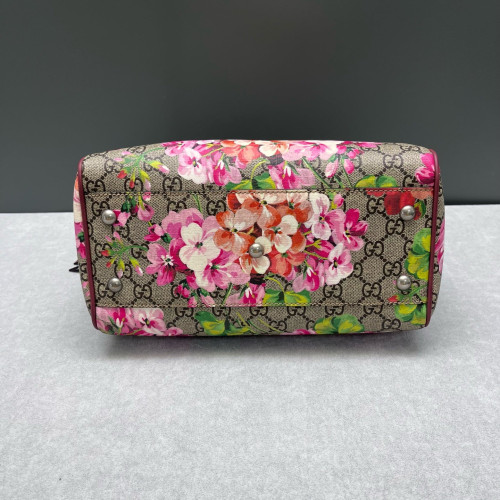 Gucci Flora Boston Bag Calfskin Red Pink Green