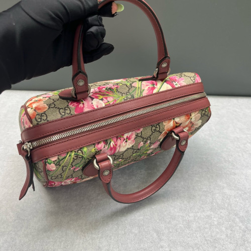 Gucci Flora Boston Bag Calfskin Red Pink Green