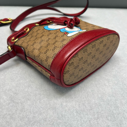 Gucci X Doraemon Print Bucket Canvas Brown Red