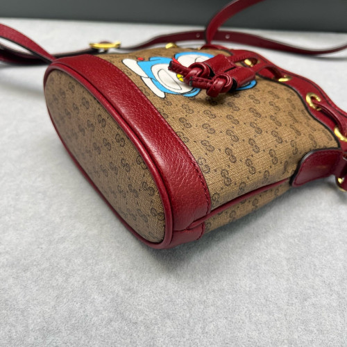 Gucci X Doraemon Print Bucket Canvas Brown Red
