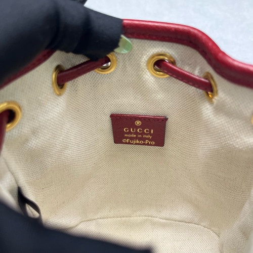 Gucci X Doraemon Print Bucket Canvas Brown Red