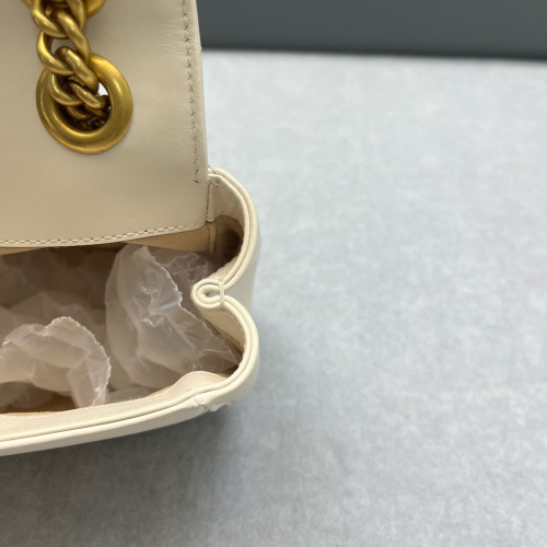Gucci GG Marmont Chain Flap Mini Bag Calfskin White
