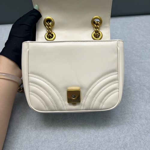 Gucci GG Marmont Chain Flap Mini Bag Calfskin White
