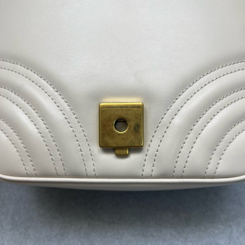 Gucci GG Marmont Chain Flap Mini Bag Calfskin White