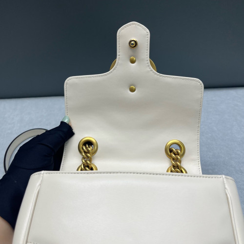 Gucci GG Marmont Chain Flap Mini Bag Calfskin White