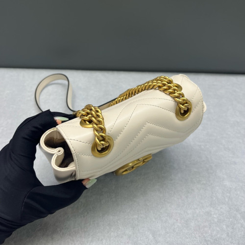 Gucci GG Marmont Chain Flap Mini Bag Calfskin White